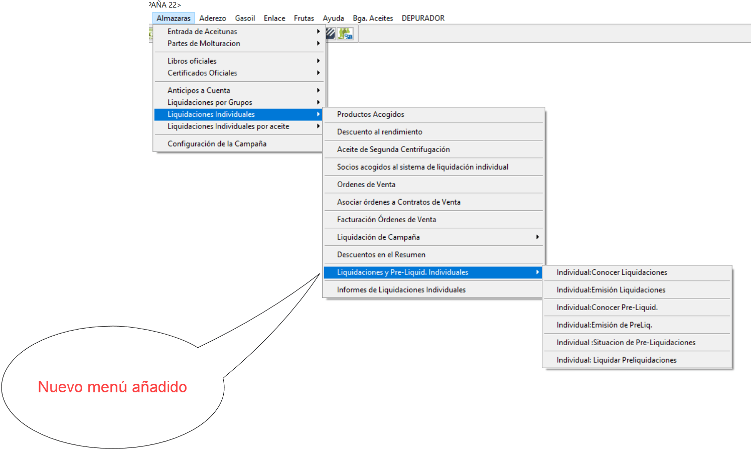 Nuevo menú añadido