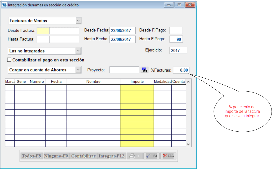 Campo Porcentaje Facturas