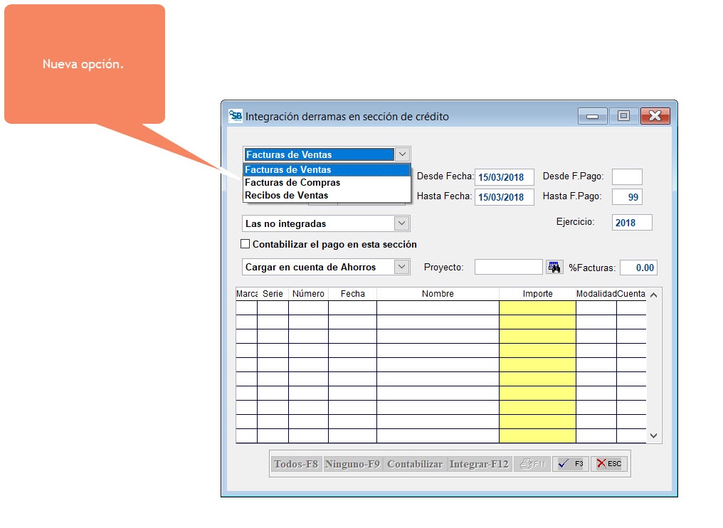 Opción "Recibos de Ventas"