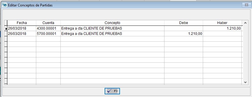 Asiento Contable cobro