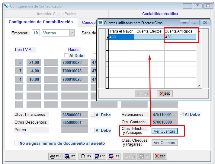 Ver Cuentas en Configuración de Contabilización