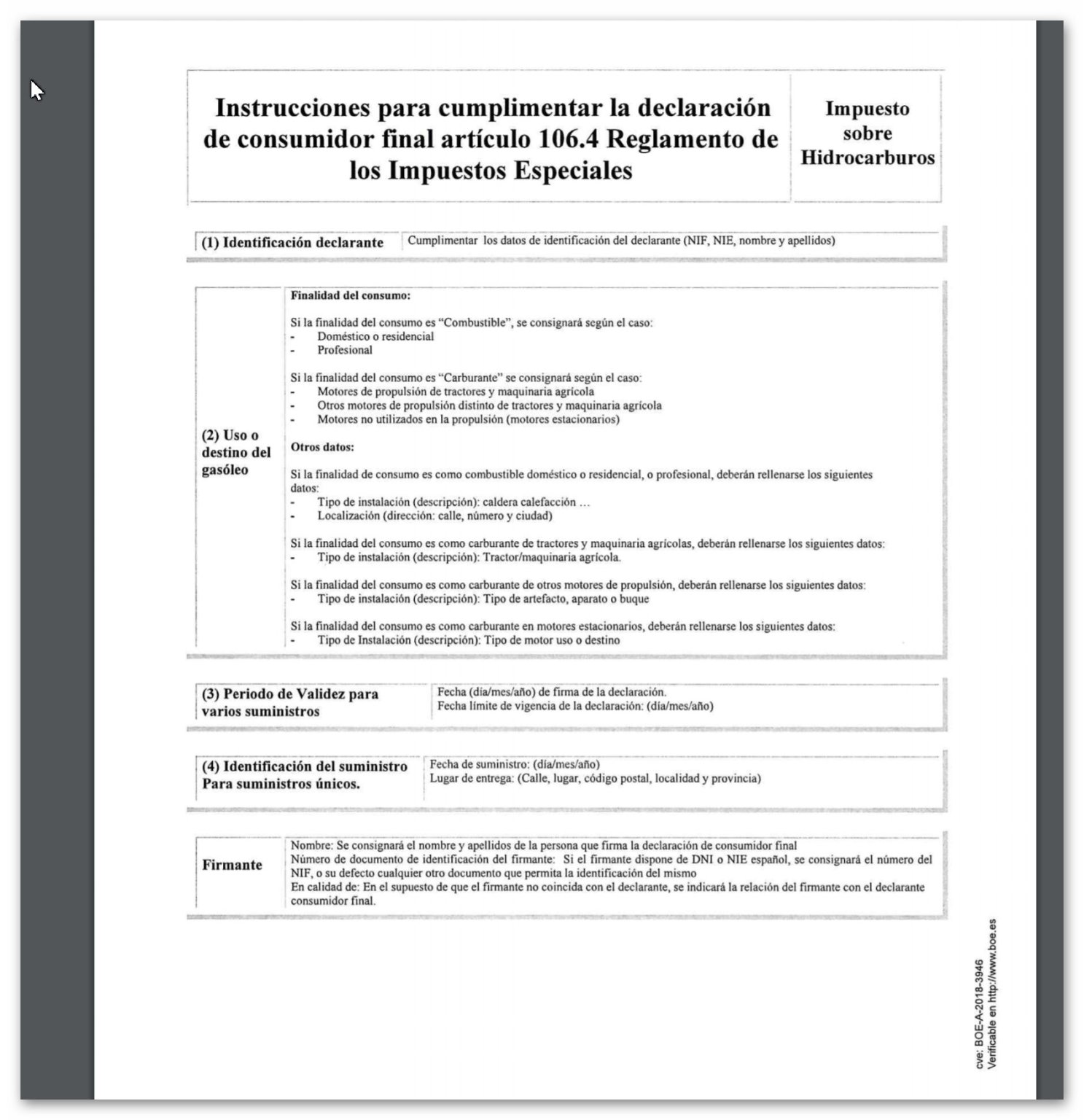 Instrucciones cumplimentado de la Declaración