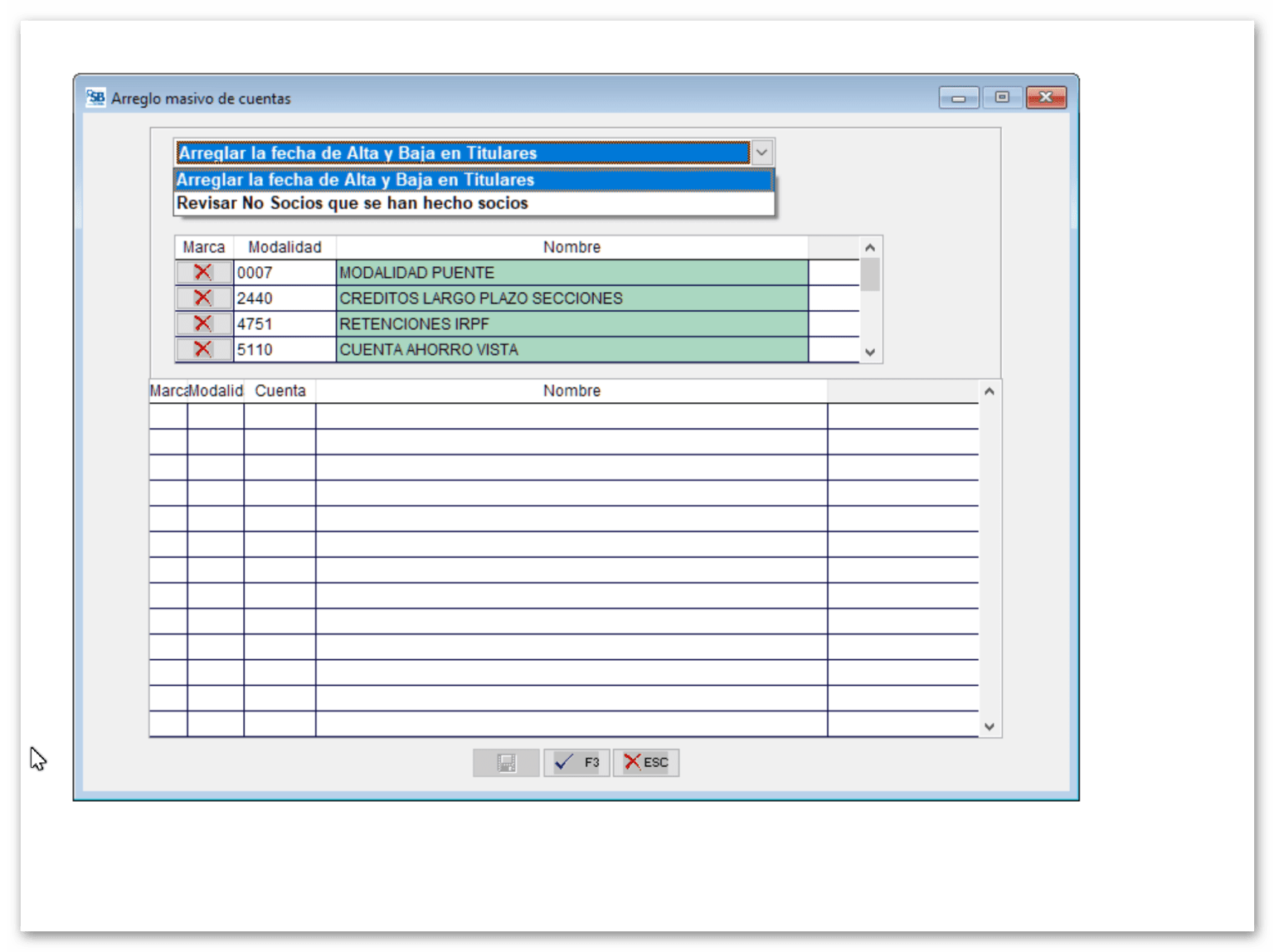 Arreglo masivo de cuentas