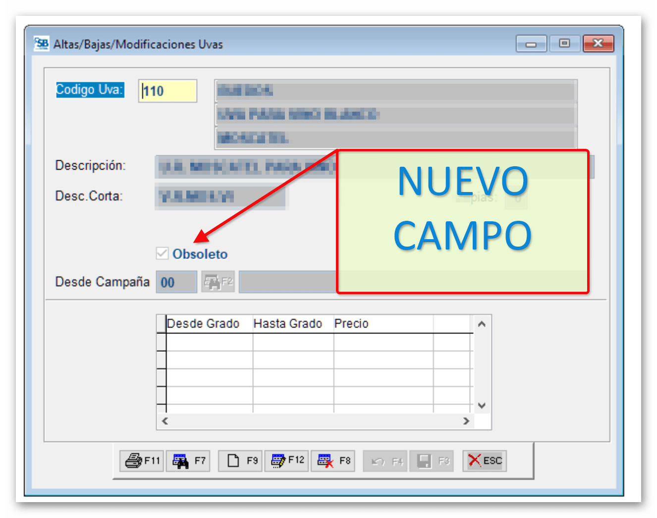 Nuevo campo "Obsoleto" y filtro "Desde Campaña"