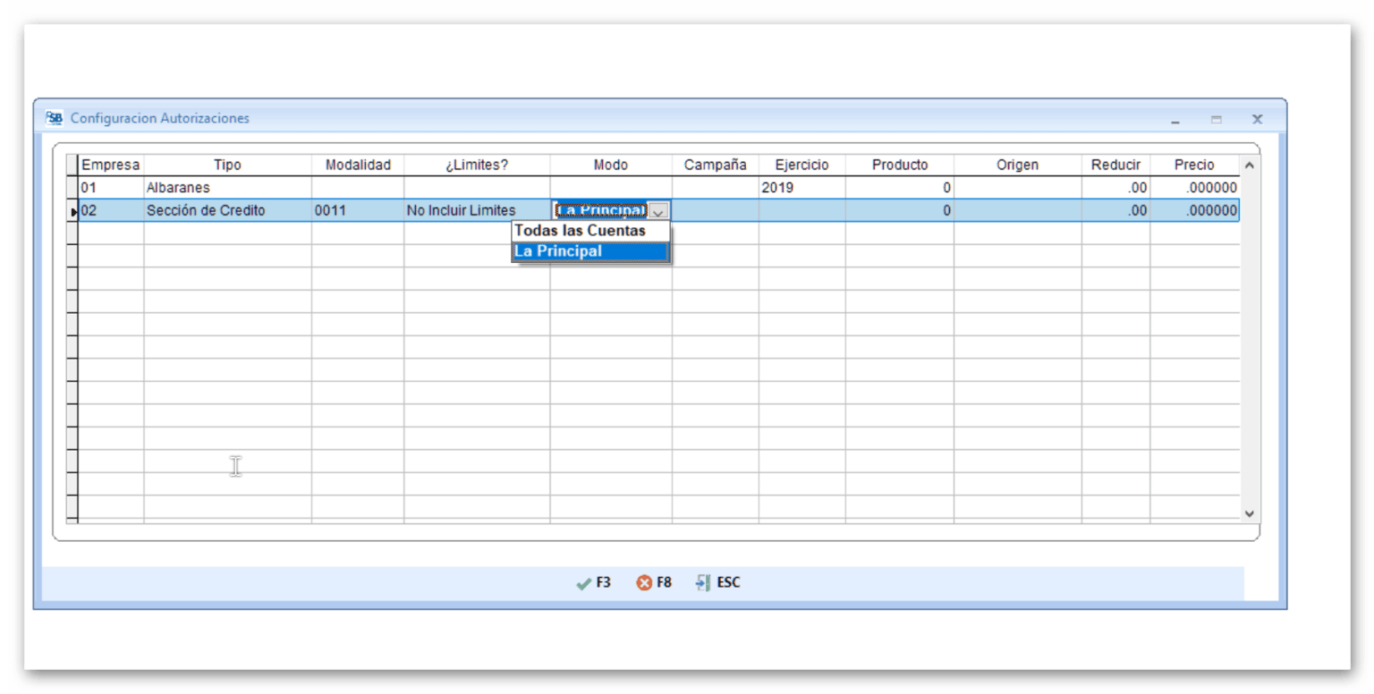 Configuración Autorizaciones Cuentas Socio
