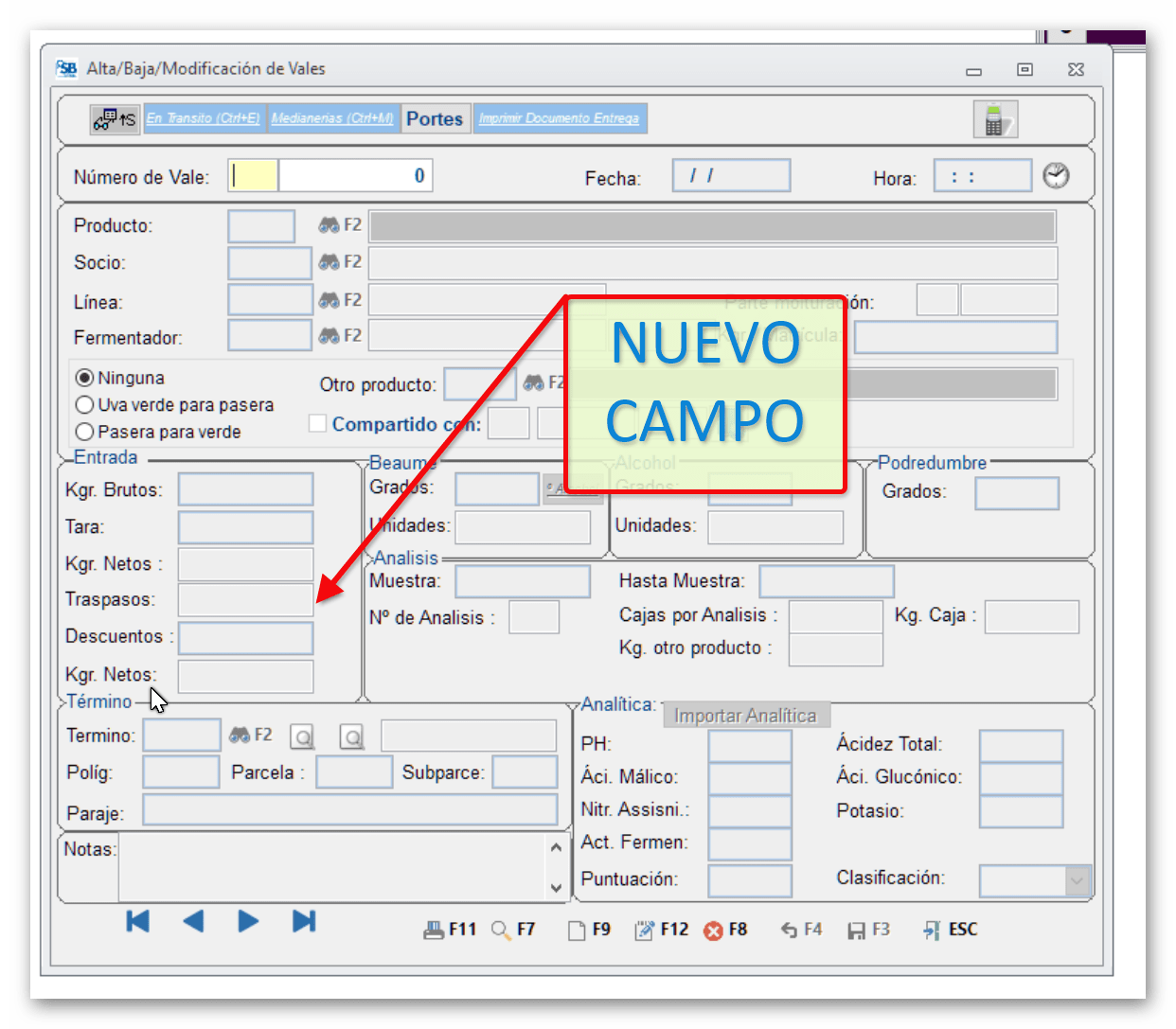 Nuevo campo "Traspasos"