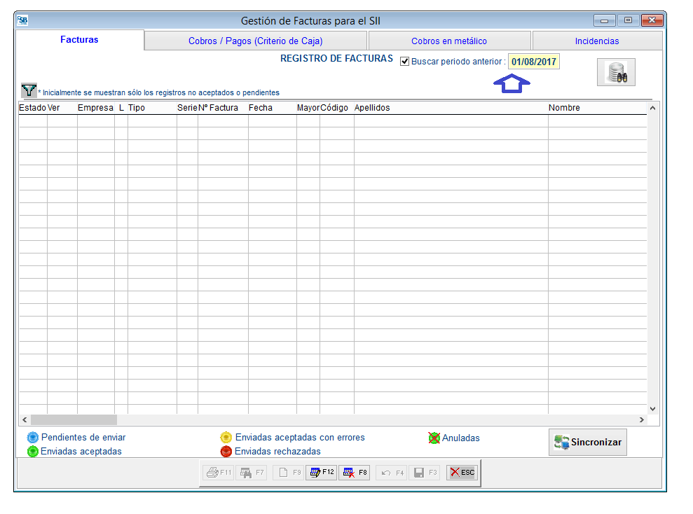 Buscar facturas periodo anterior