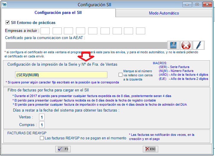 Configuración SII
