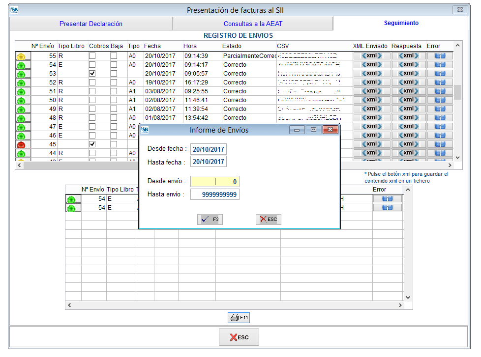 Pestaña "Seguimiento"