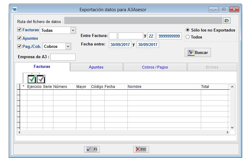 Exportación datos para a3ASESOR