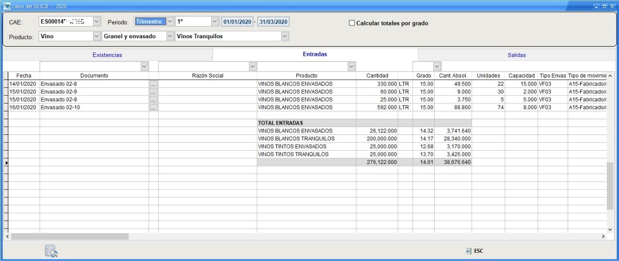 Movimientos de entrada
