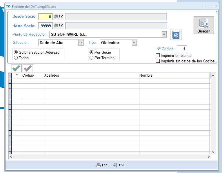 Ventana "Emisión del DAT simplificado"