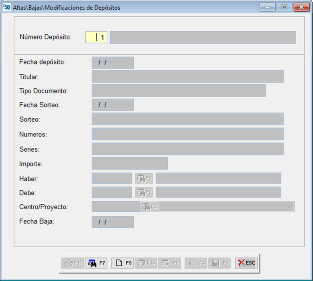 Altas/Bajas/Modificaciones de Depósitos