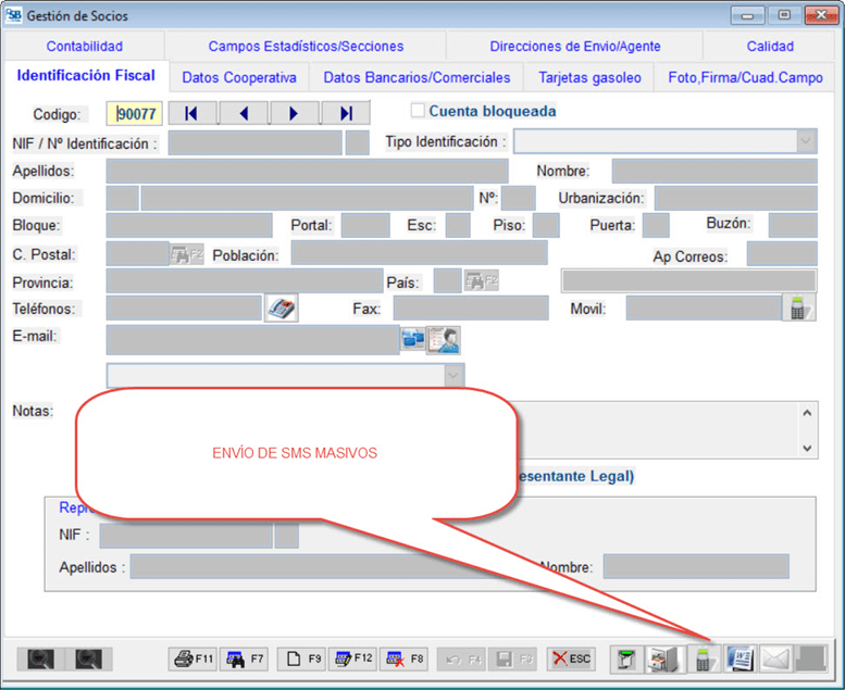 Opción de envío de SMS masivos