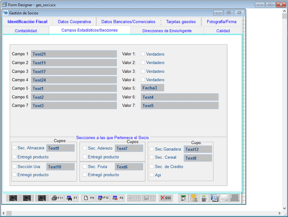 Gestión de Socios - Campos Estadísticos/Secciones Gestión de Socios - Campos Estadísticos/Secciones
