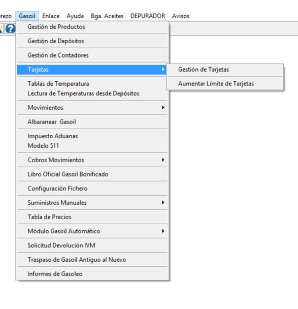 Gestión de Tarjetas de Gasoil