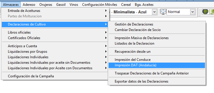 Opción "Impresión DAT"