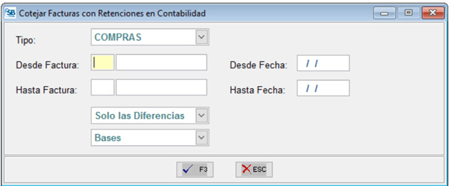 Cotejar facturas con retenciones en Contabilidad