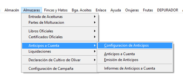 Acceso a la ventana "Configuración Anticipos/Liquidaciones" Acceso a la ventana "Configuración Anticipos/Liquidaciones"