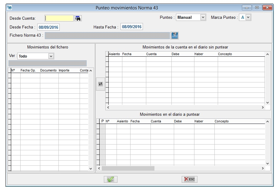 Punteo movimientos Norma 43