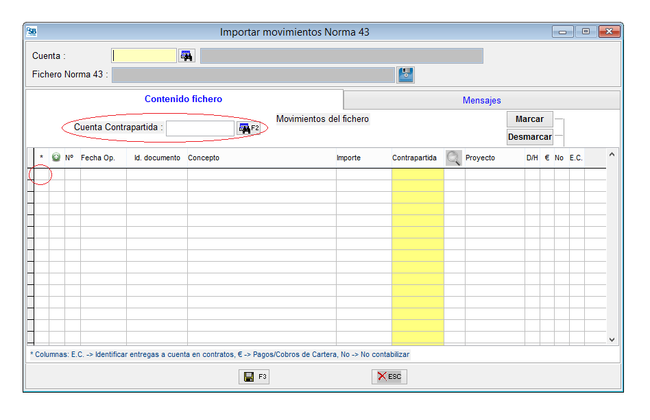 Importar movimientos de la Norma 43