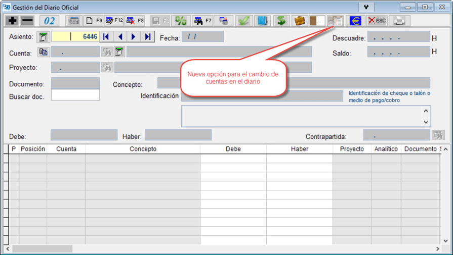Cambio de cuentas en el diario