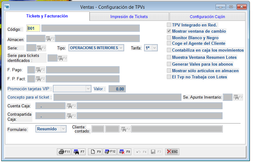 Configuración TPV