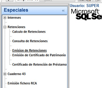 Ruta Emision de Retenciones&nbsp;