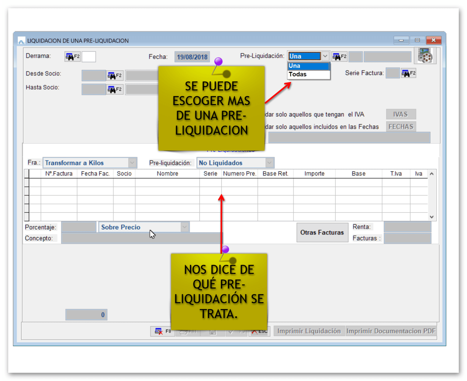 Liquidación de una Pre-liquidación