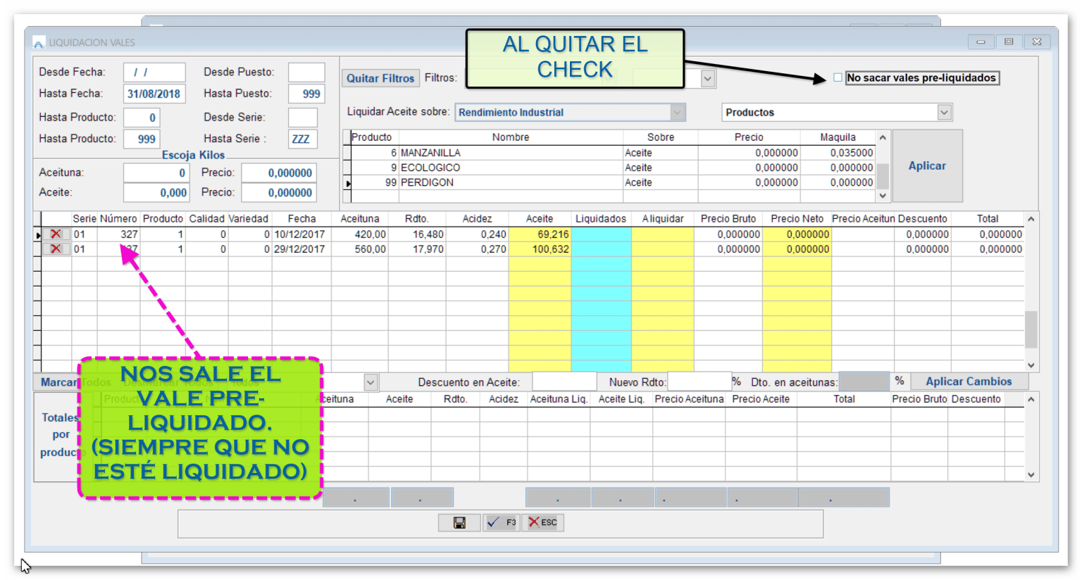 Vales pre-liquidados