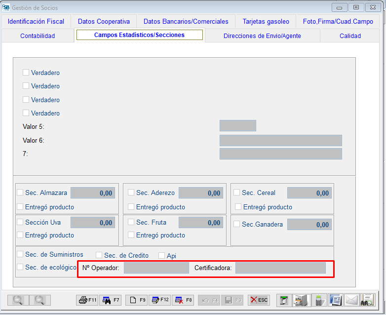 Campos Nº Operador y Certificadora en ficha socio Campos Nº Operador y Certificadora en ficha socio