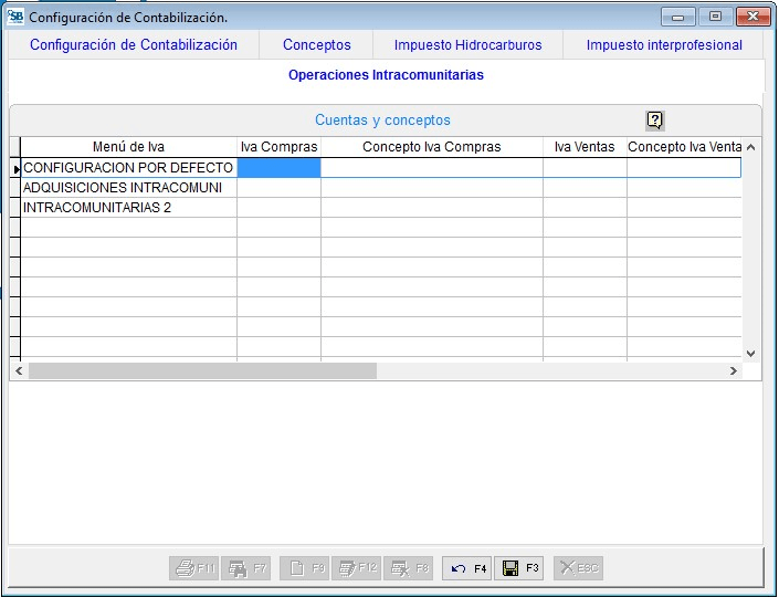 Configuración de Contabilización