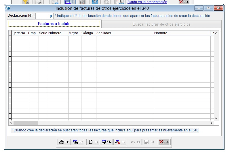 Inclusión facturas de otros ejercicios en 340