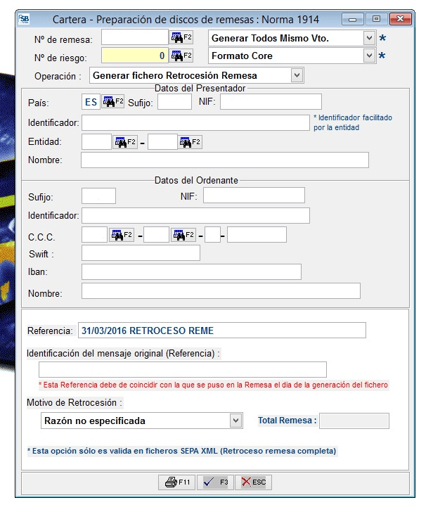 Referencia y Motivo del retroceso