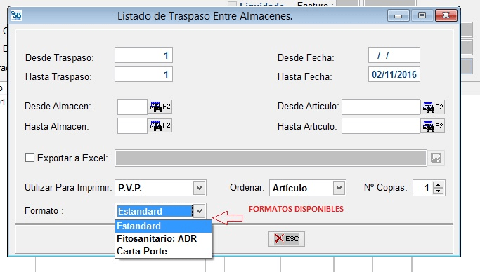 Formatos disponibles