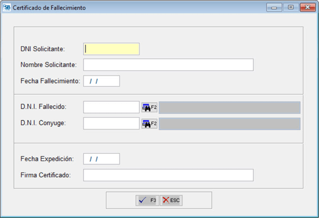 Ventana certificado fallecimiento