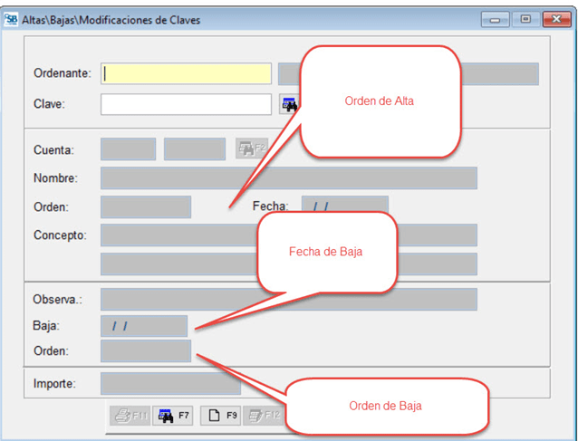 Altas\ Bajas \ Modificaciones de Claves