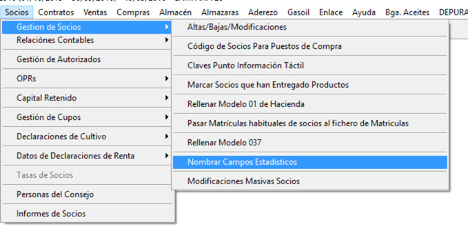 Opción Nombrar Campos Estadísticos Opción Nombrar Campos Estadísticos