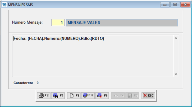 Configuración modelos mensajes SMS