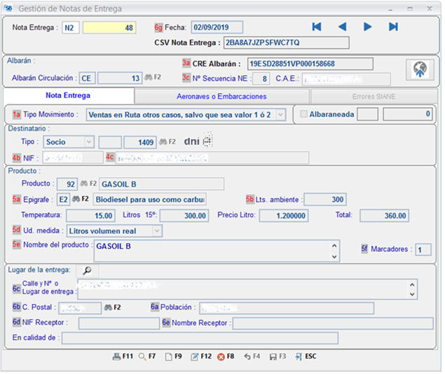 Gestión Notas de Entrega