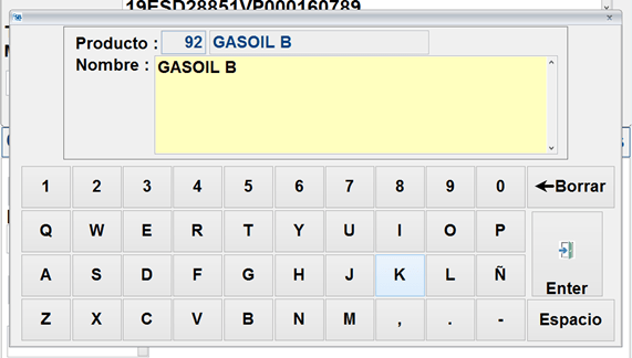 Descripción del producto en la nota de entrega