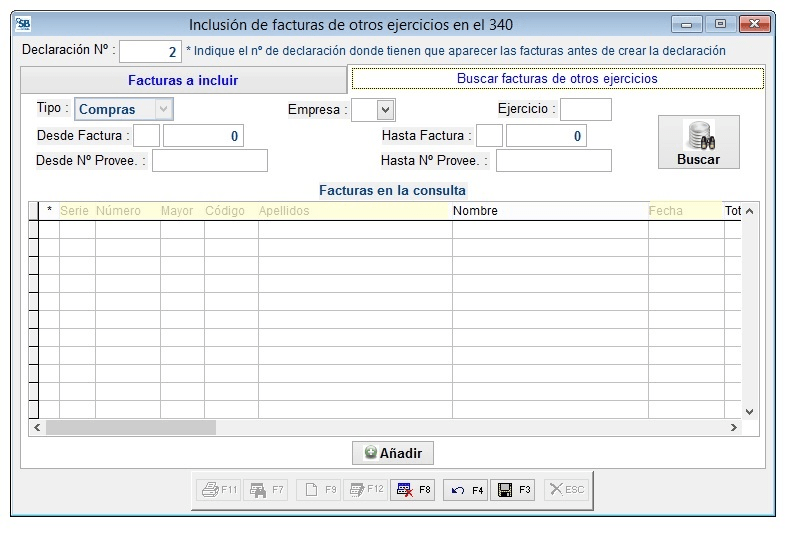 Buscar facturas de otros ejercicios