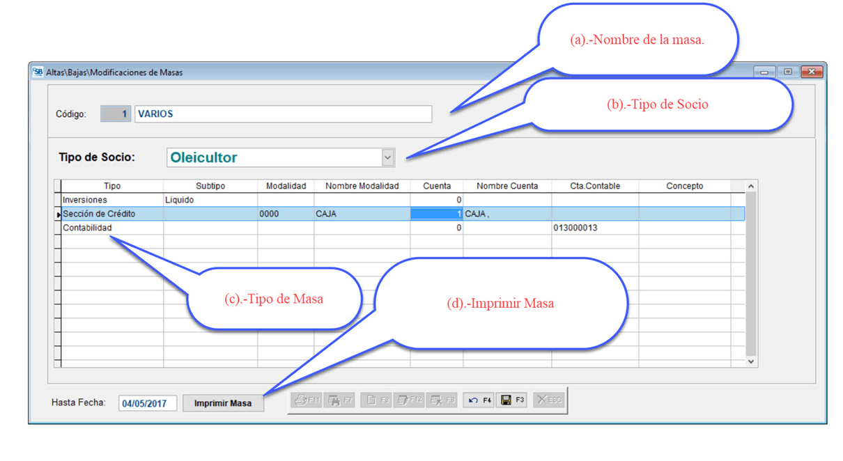 Altas\Bajas\Modificaciones de Masas