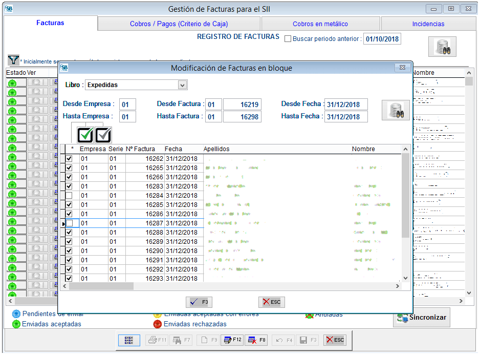 Ventana Modificacion de facturas en bloque