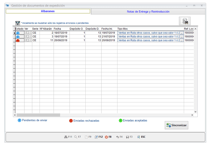 Gestión documentos de expedición
