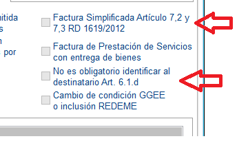 Casillas identificativas de otro tipo de facturas