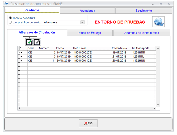 Presentación documentos pendientes al SIANE