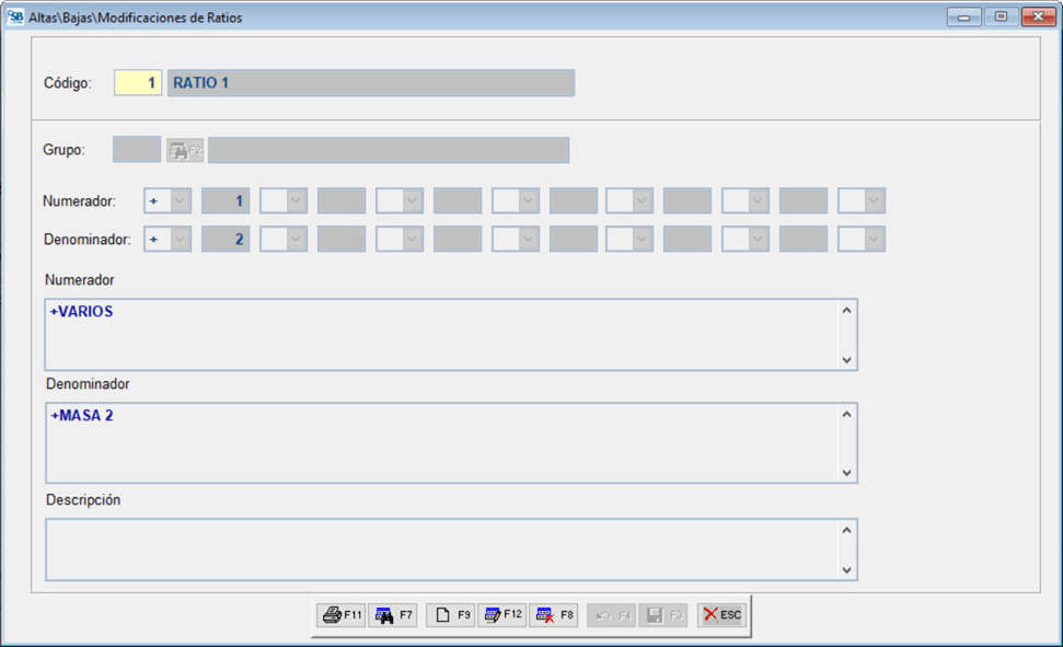Altas\Bajas\Modificaciones de Ratios
