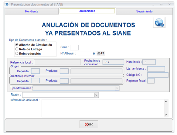 Anulación documentos ya presentados al SIANE