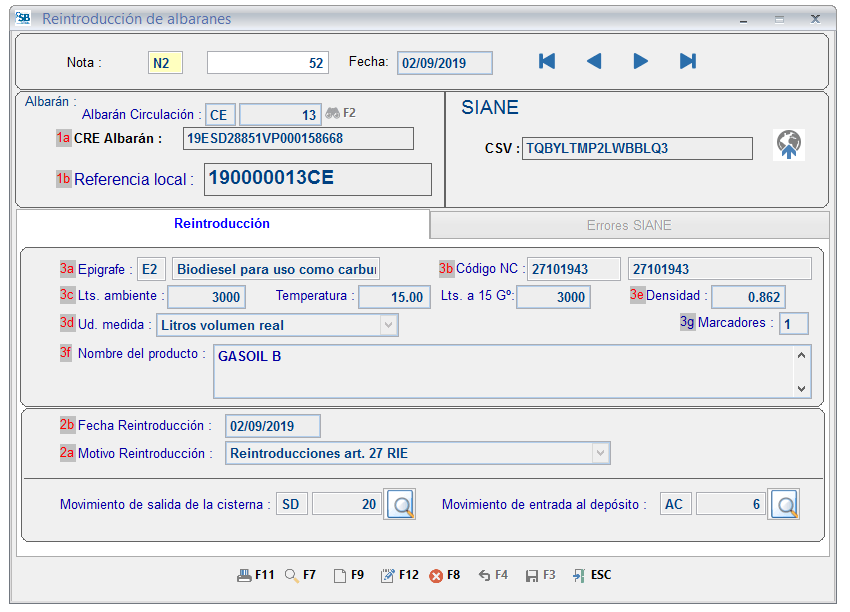 Reintroducción de Albaranes